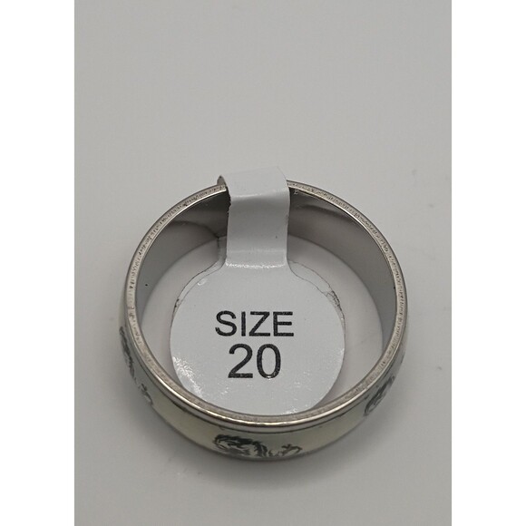 Mens White And Black Dragon Stainless Steel Fashion Ring Band U.S Size 9-10 - Picture 3 of 3